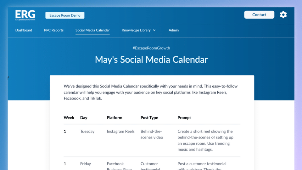 How to Utilize a Social Calendar for Easy Escape Room Social Media Posting